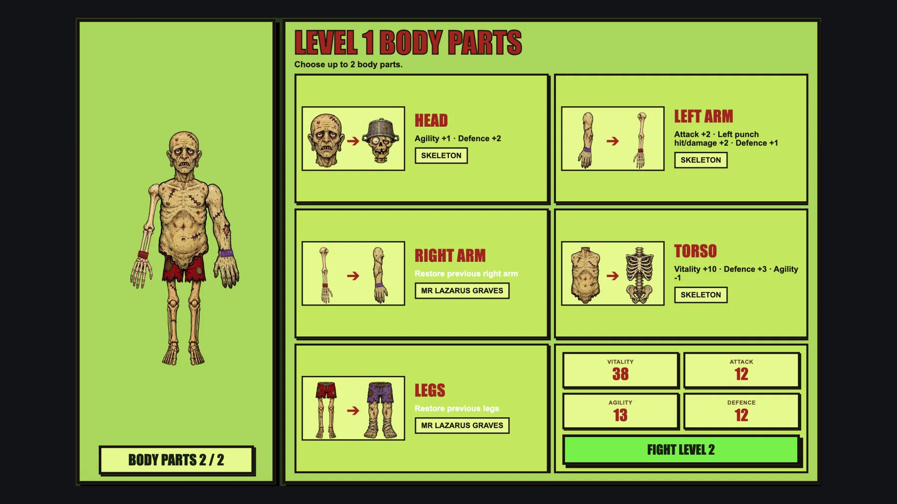 Body-part grafting screen